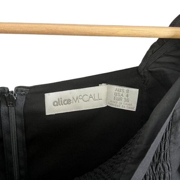 Alice McCall Bell Flare Sleeve Smocked Mini Dress Black Size 4 Boho Groovy - Picture 5 of 11